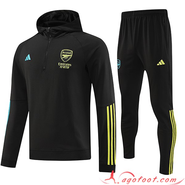 Ensemble Survetement Veste A Capuche Arsenal Noir 2023/2024