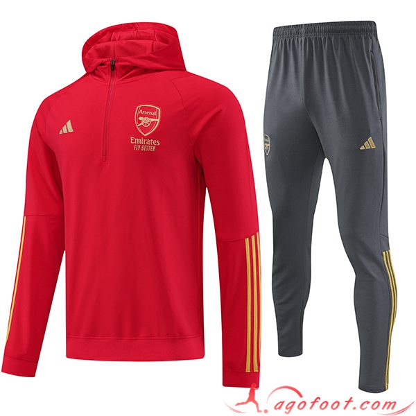 Ensemble Survetement Veste A Capuche Arsenal Rouge 2023/2024