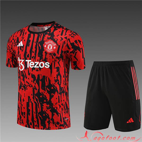Training T-Shirts + Short Manchester United Enfant Rouge 2023/2024