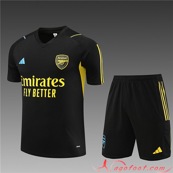 Training T-Shirts + Short Arsenal Enfant Noir 2023/2024 -02