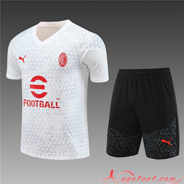 Training T-Shirts + Short Milan AC Enfant Blanc 2023/2024