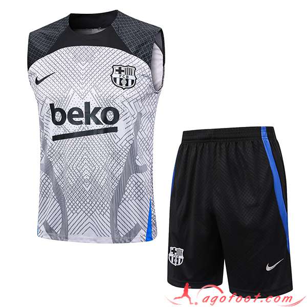 Ensemble Training Debardeur + Shorts FC Barcelone Gris Clair 2023/2024