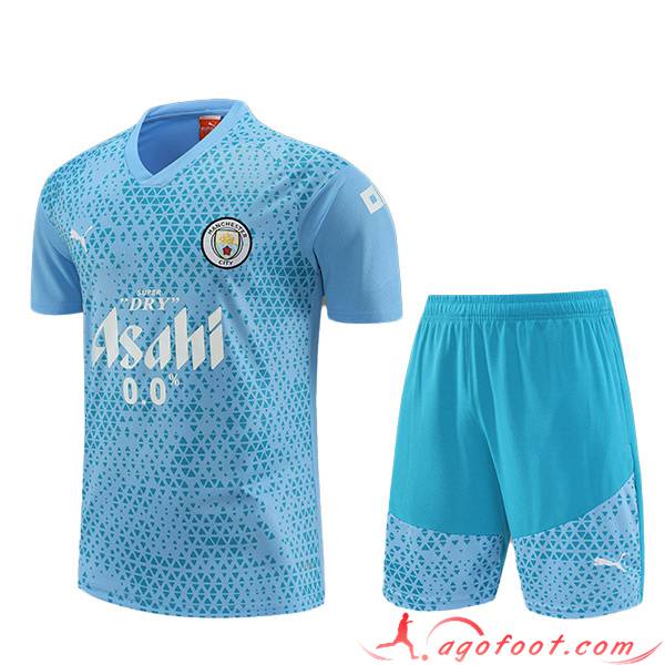 Ensemble Training T-Shirts + Shorts Manchester City Bleu Clair 2023/2024 -02