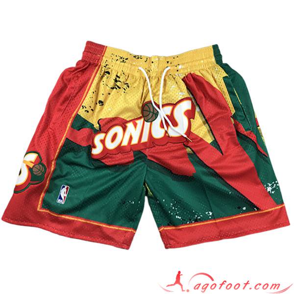 Shorts NBA Oklahoma City Thunder 2023/24 Rouge/Jaune/Vert
