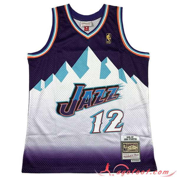 Maillot Utah Jazz (STOCKTON #12) 2023/24 Blanc/Pourpre