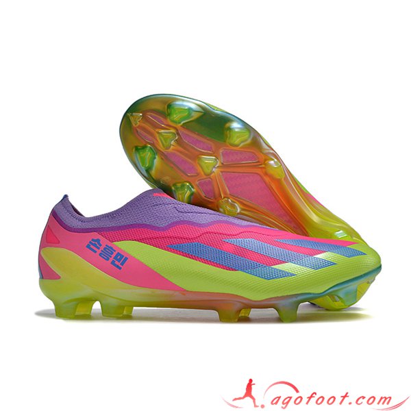 Adidas Chaussures de Foot X CRAZYFAST.1 LL FG Vert/Rose