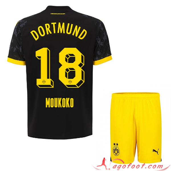 Maillot de Foot Dortmund BVB (MOUKOKO #18) Enfants 2023/2024 Exterieur