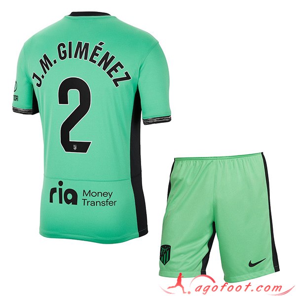 Maillot de Foot Atletico Madrid (J.M. GIMÉNEZ #2) Enfants 2023/2024 Third