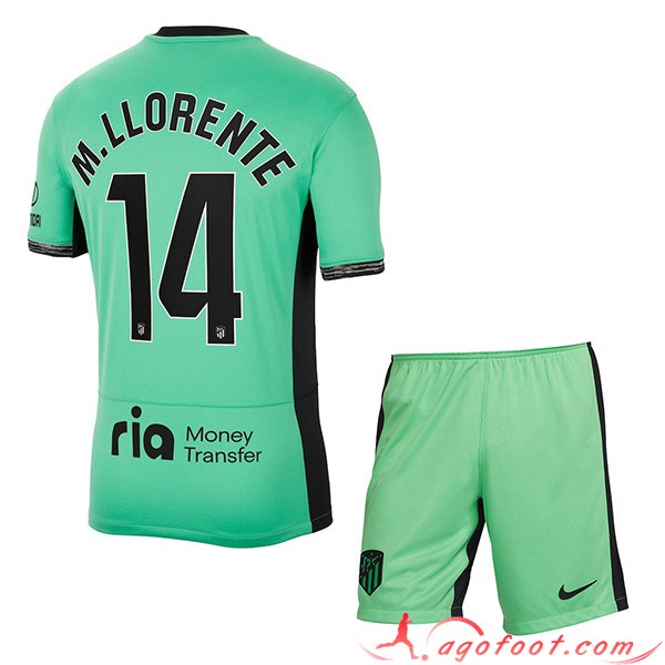 Maillot de Foot Atletico Madrid (M. LLORENTE #14) Enfants 2023/2024 Third