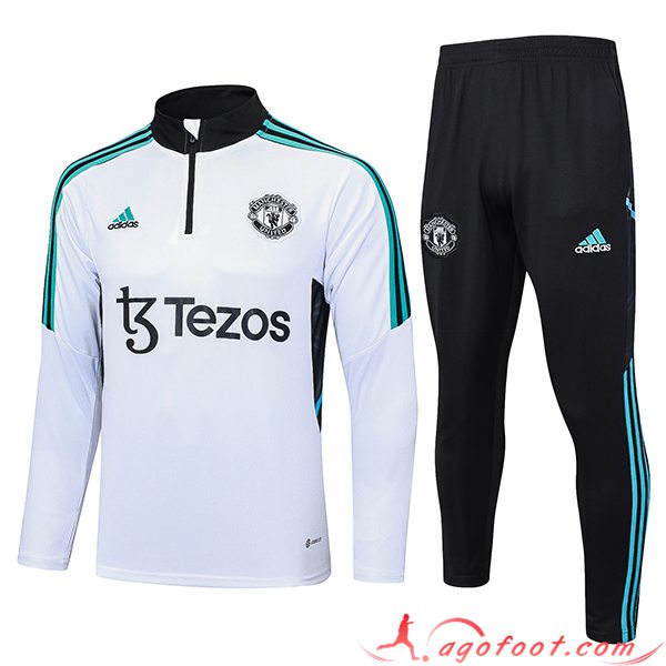 Ensemble Survetement de Foot Manchester United Blanc 2023/2024 -06
