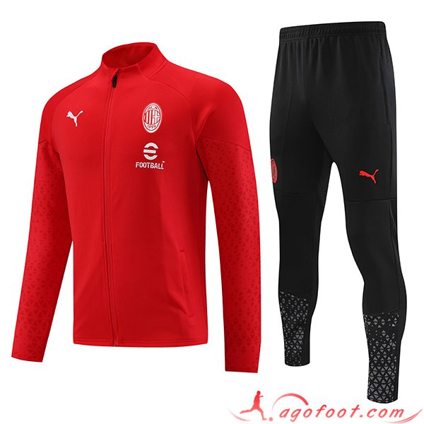 Ensemble Survetement de Foot - Veste Milan AC Rouge 2023/2024 -02
