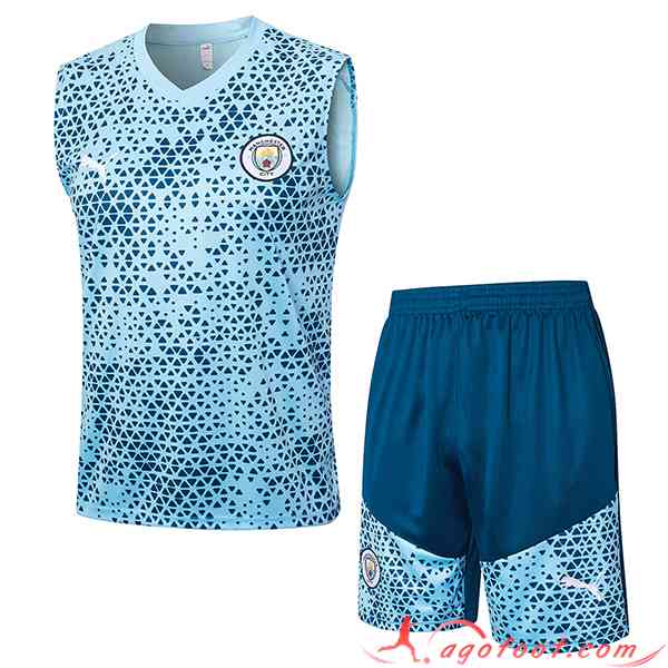 Ensemble Training Debardeur + Shorts Manchester City Bleu Clair 2023/2024 -02