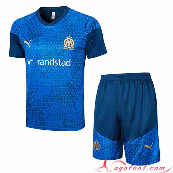 Ensemble Training T-Shirts + Shorts Marseille Bleu 2023/2024 -02