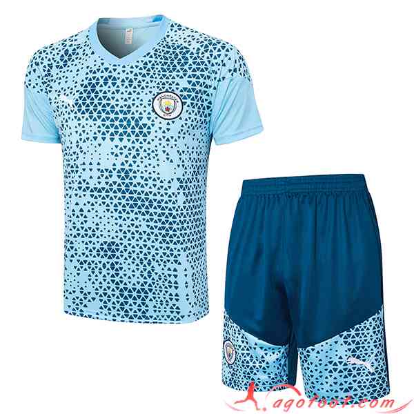 Ensemble Training T-Shirts + Shorts Manchester City Bleu Clair 2023/2024 -03