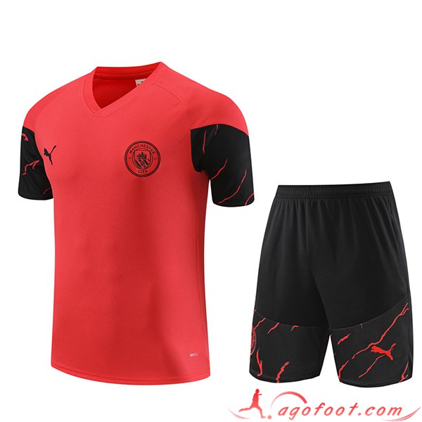 Ensemble Training T-Shirts + Shorts Manchester City Rouge 2023/2024 -02