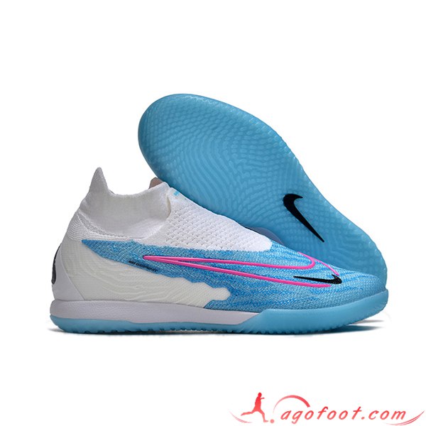 Nike Chaussures de Foot Phantom GX Elite DF Link IC Blanc/Bleu