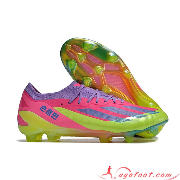 Adidas Chaussures de Foot X CRAZYFAST MESSI.1 FG BOOTS Vert/Pourpre/Rose