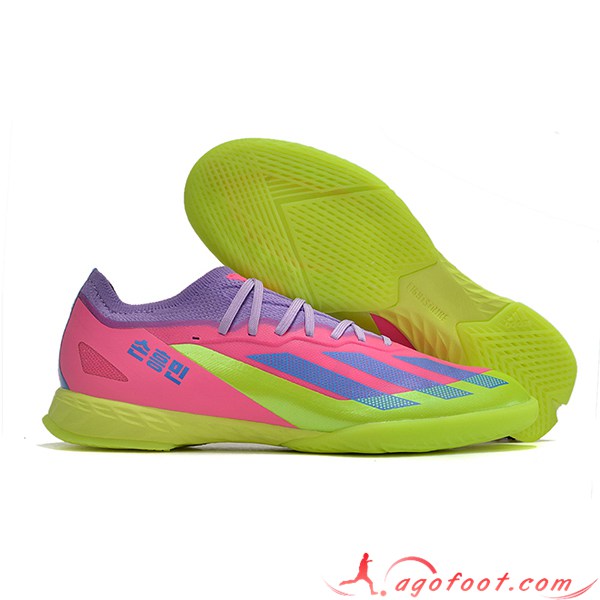 Adidas Chaussures de Foot X CRAZYFAST.1 IC BOOTS Vert/Pourpre/Rose