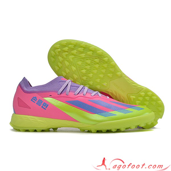 Adidas Chaussures de Foot X CRAZYFAST.1 TF BOOTS Vert/Pourpre/Rose