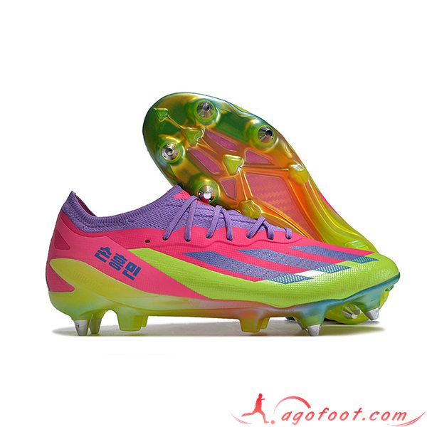 Adidas Chaussures de Foot X Crazyfast1 SG Vert/Pourpre/Rose