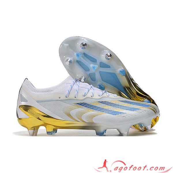 Adidas Chaussures de Foot X Crazyfast1 SG Blanc/Bleu/Jaune