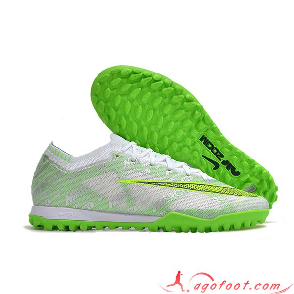 Nike Chaussures de Foot Air Zoom Mercurial Vapor XV Elite TF Blanc/Vert