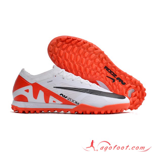 Nike Chaussures de Foot Air Zoom Mercurial Vapor XV Elite TF Blanc/Noir/Orange