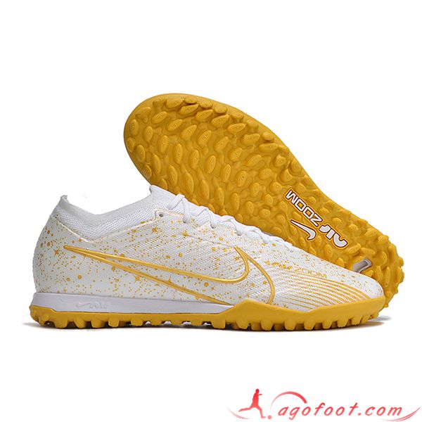 Nike Chaussures de Foot Air Zoom Mercurial Vapor XV Elite TF Blanc/Jaune
