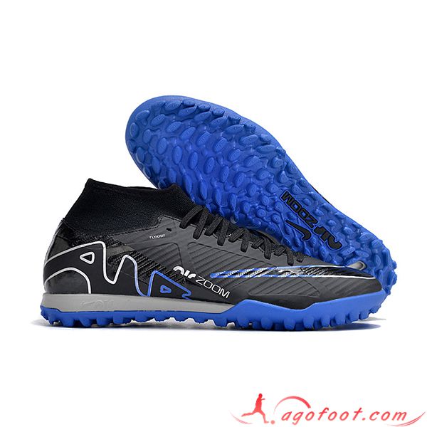 Nike Chaussures de Foot Air Zoom Mercurial Superfly IX Academy TF Noir/Bleu