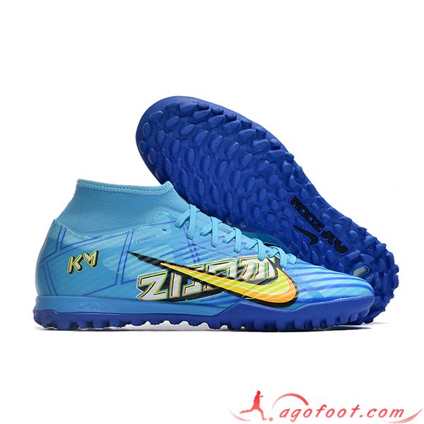 Nike Chaussures de Foot Air Zoom Mercurial Superfly IX Academy TF Bleu/Jaune