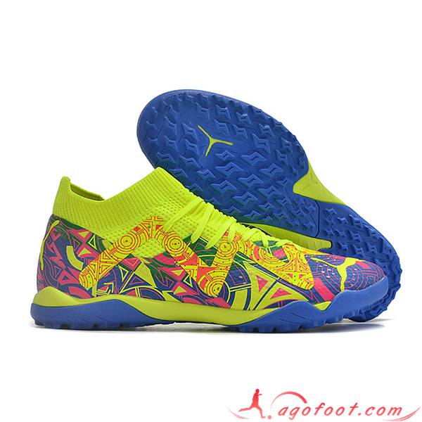 PUMA Chaussures de Foot Future X Powercat Tokyo Match TF Vert/Bleu