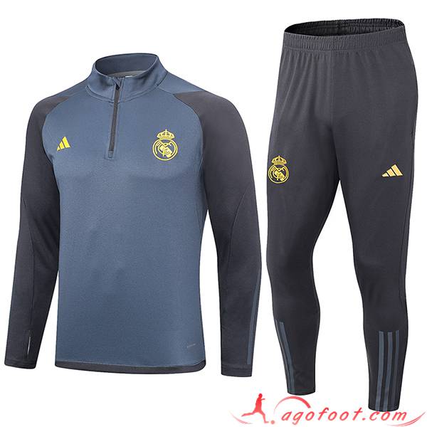 Ensemble Survetement de Foot Real Madrid Gris 2023/2024 -02