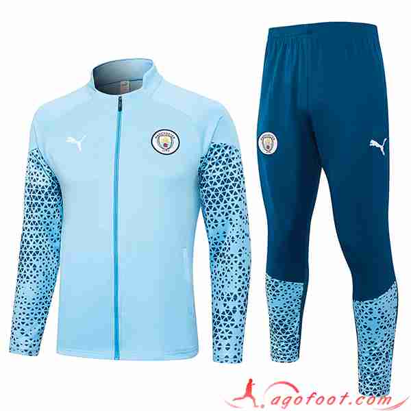 Ensemble Survetement de Foot - Veste Manchester City Bleu Clair 2023/2024