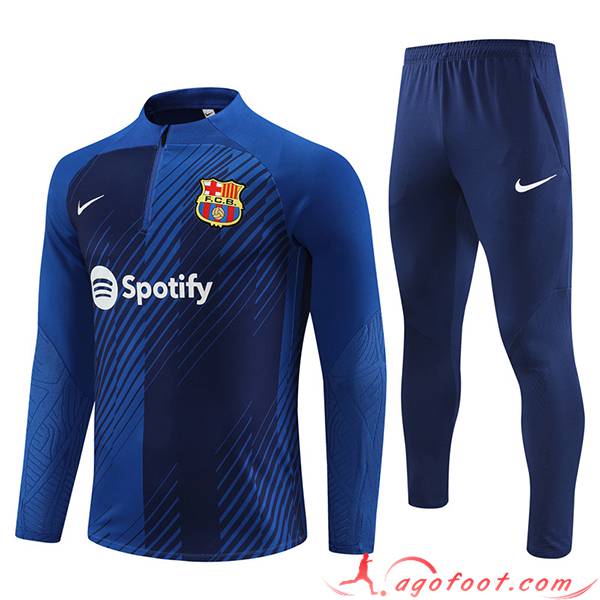 Ensemble Survetement de Foot FC Barcelone Bleu Marine 2023/2024