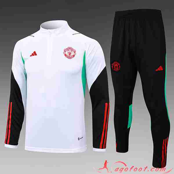 Ensemble Survetement de Foot Manchester United Enfant Blanc 2023/2024 -05