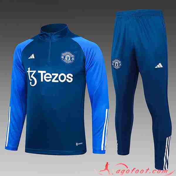 Ensemble Survetement de Foot Manchester United Enfant Bleu 2023/2024