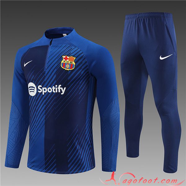 Ensemble Survetement de Foot FC Barcelone Enfant Bleu Marine 2023/2024