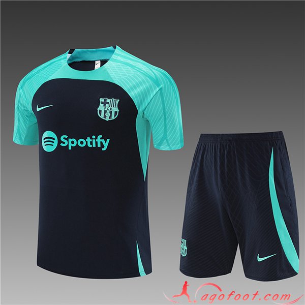 Ensemble Training T-Shirts + Shorts FC Barcelone Enfant Bleu Marine 2023/2024 -02