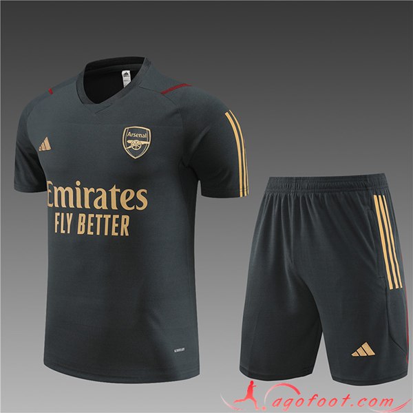 Ensemble Training T-Shirts + Shorts Arsenal Enfant Gris Foncé 2023/2024