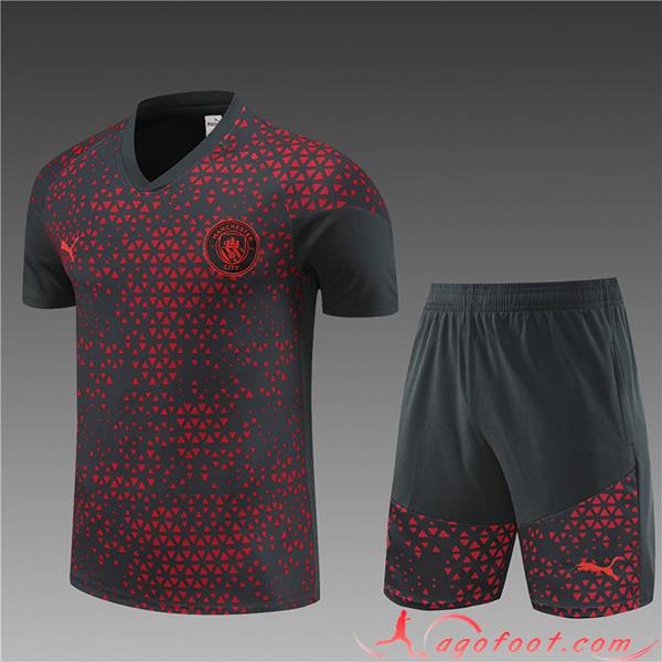 Ensemble Training T-Shirts + Shorts Manchester City Enfant Gris Foncé 2023/2024