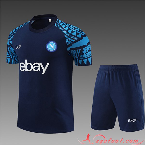 Ensemble Training T-Shirts + Shorts Naples Enfant Bleu Marine 2023/2024