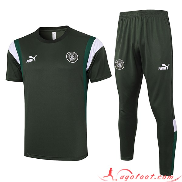Ensemble Training T-Shirts + Pantalon Manchester City Vert 2023/2024