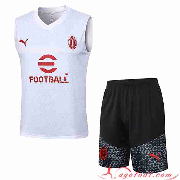 Ensemble Training Debardeur + Shorts Milan AC Blanc 2023/2024