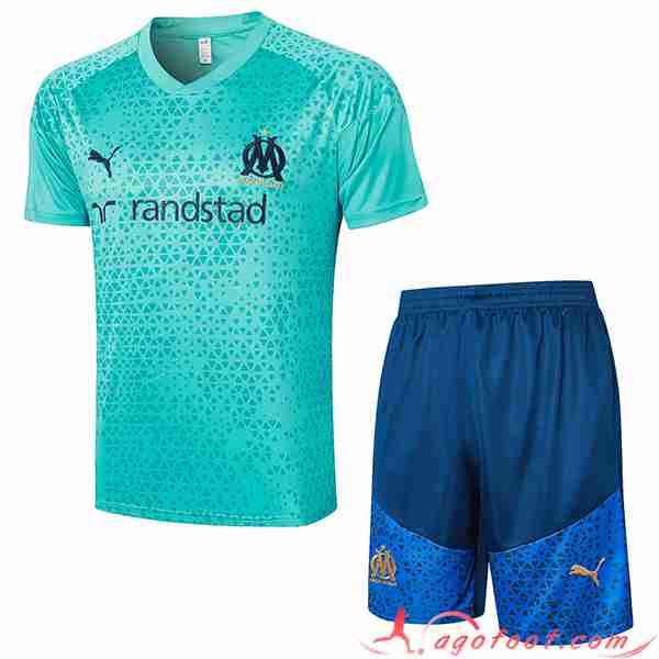 Ensemble Training T-Shirts + Shorts Marseille Bleu Clair 2023/2024 -03