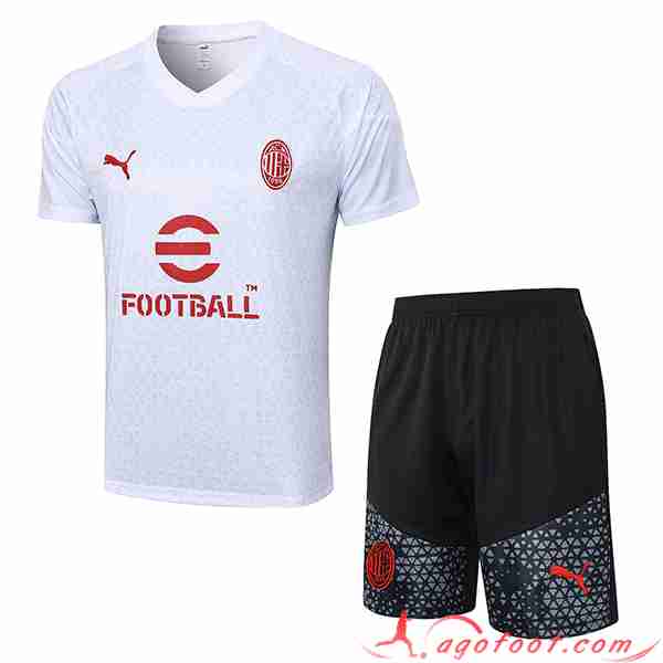 Ensemble Training T-Shirts + Shorts Milan AC Blanc 2023/2024 -02