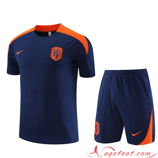 Ensemble Training T-Shirts + Shorts Pays-Bas Bleu Marine 2023/2024