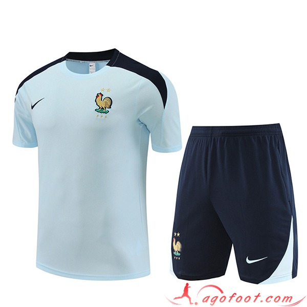 Ensemble Training T-Shirts + Shorts France Bleu Clair 2023/2024