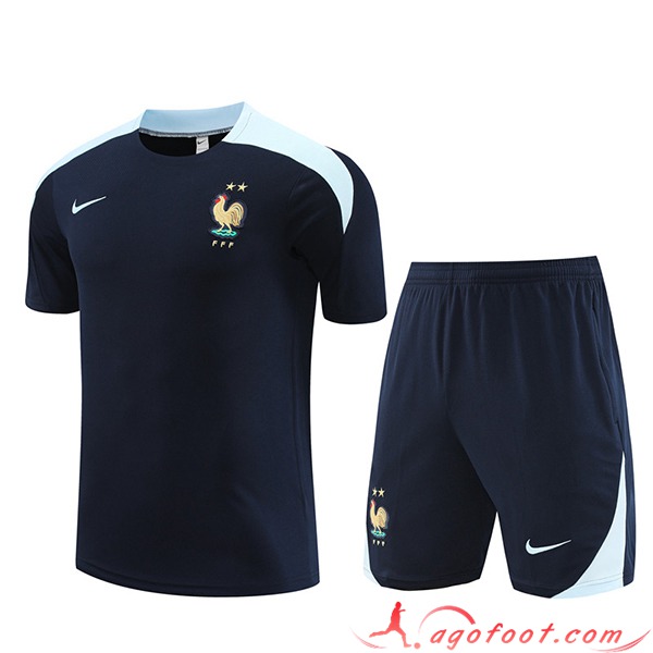 Ensemble Training T-Shirts + Shorts France Bleu Marine 2023/2024