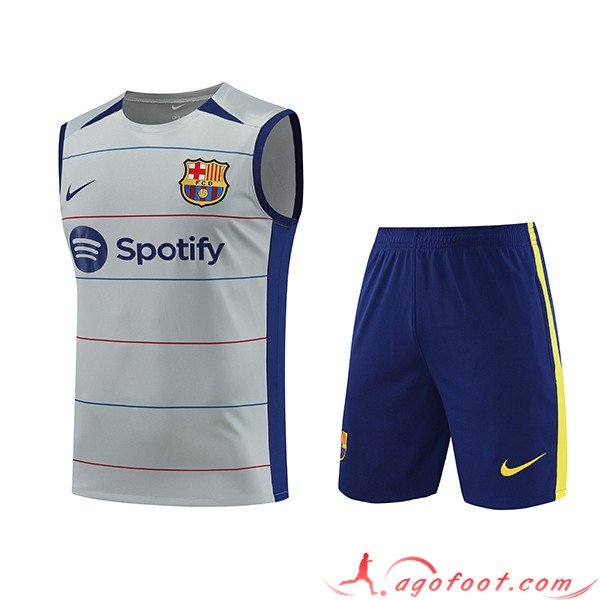 Ensemble Training Debardeur + Shorts FC Barcelone Gris 2023/2024 -03