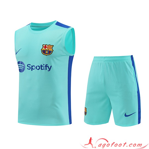 Ensemble Training Debardeur + Shorts FC Barcelone Bleu Clair 2023/2024 -02